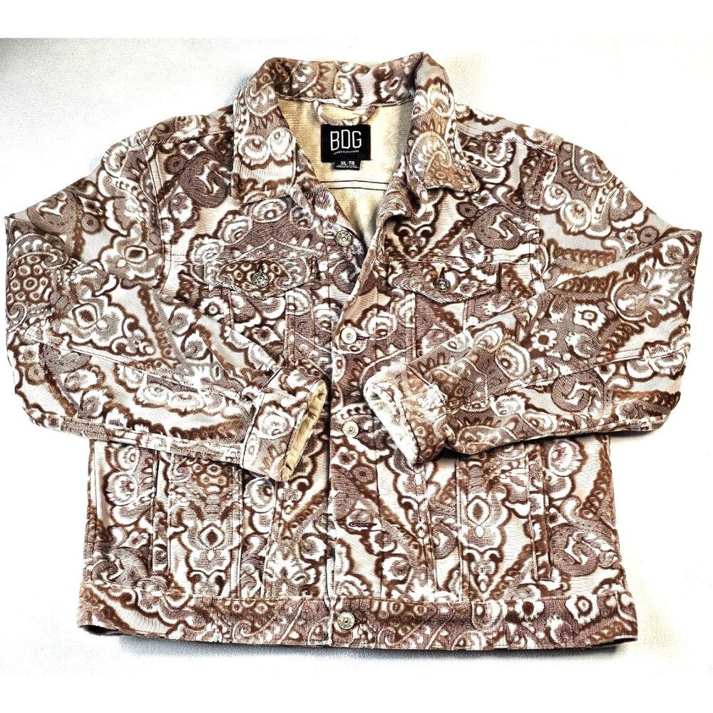 BDG Cream and Brown Paisley Jean Jacket